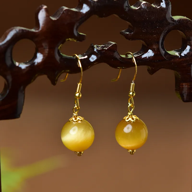 Tokai Family Tiger's Eye Stone Hoop Earrings Women's-9