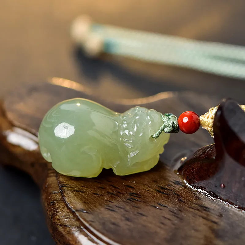 Tokai Family Hetian Jade Necklaces Pale Greenish White Jade Unisex-2