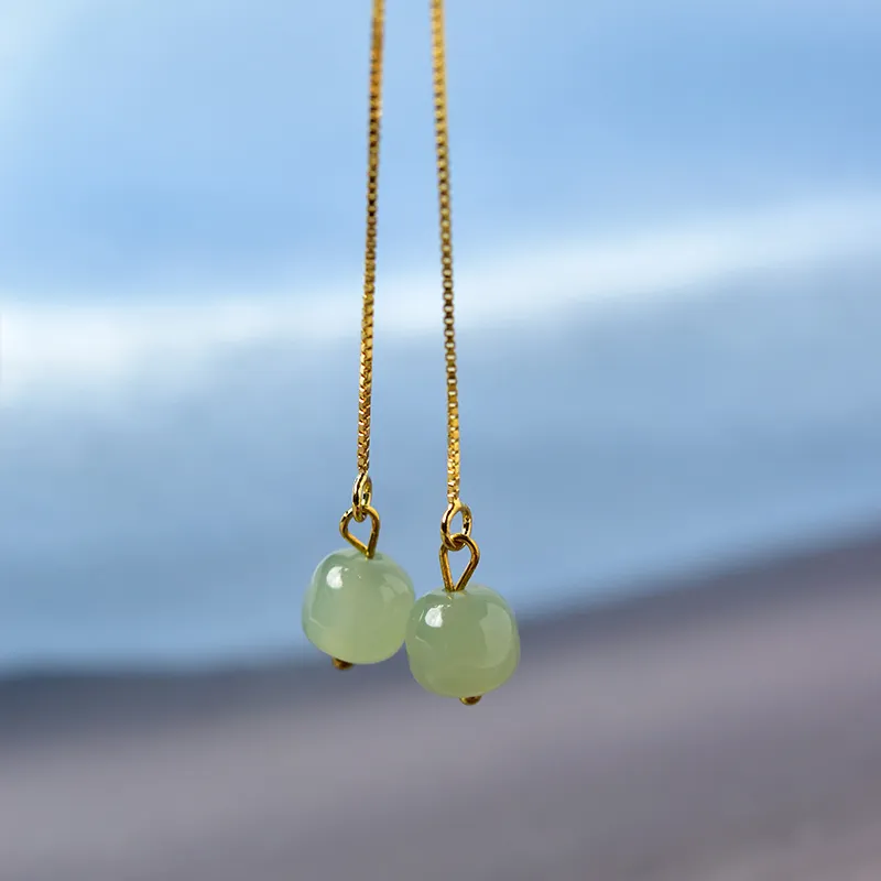 Tokai Family Earrings Pale Greenish White Jade Unisex-13