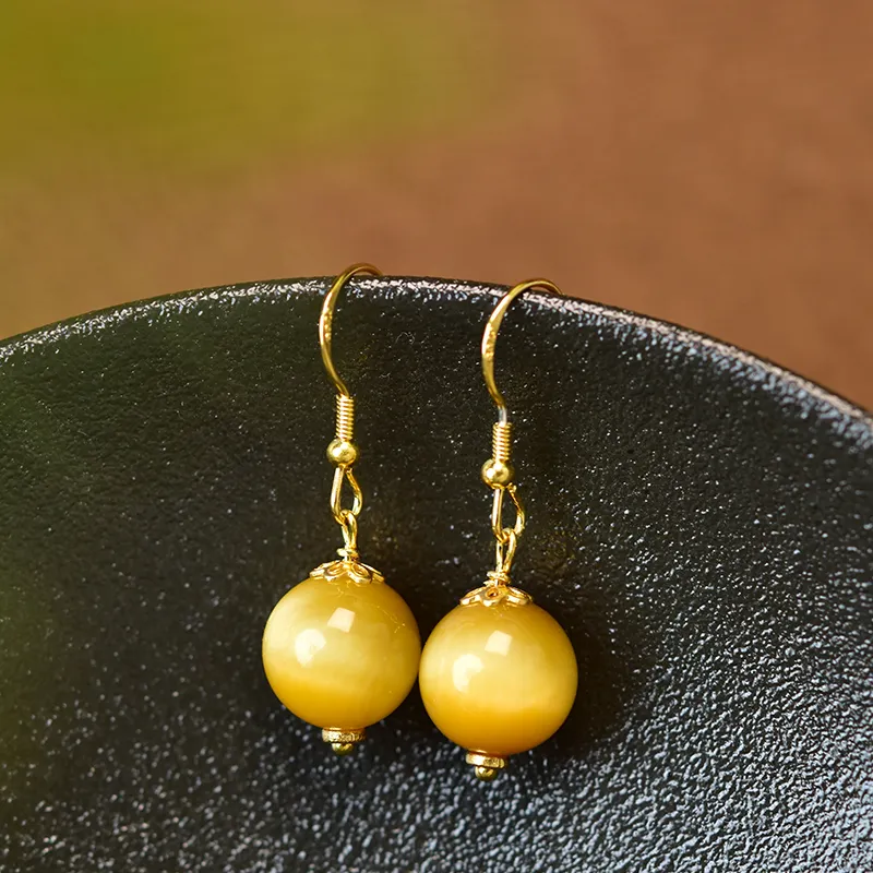 Tokai Family Tiger's Eye Stone Hoop Earrings Women's-6