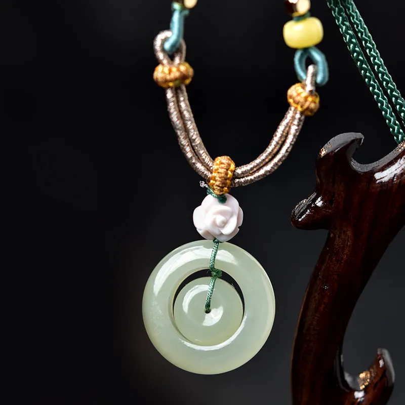 Tokai Family Hetian Jade Necklaces Pale Greenish White Jade Unisex-1