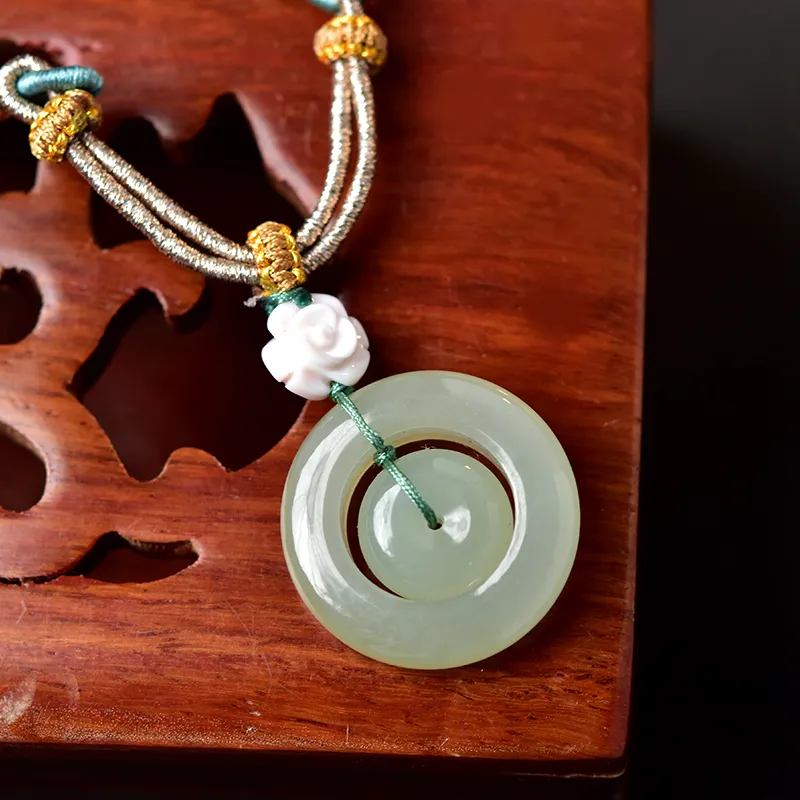 Tokai Family Hetian Jade Necklaces Pale Greenish White Jade Unisex-4