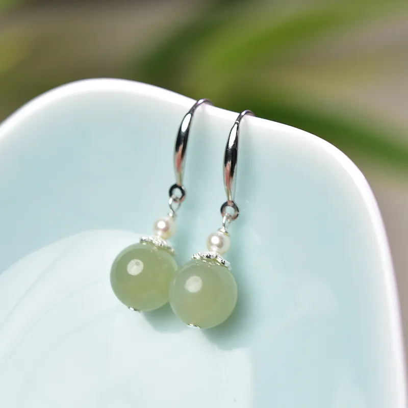Tokai Family Hetian Jade Earrings Green Jade Women's-6