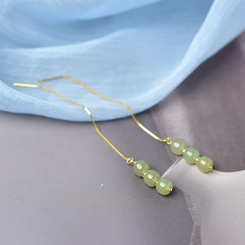 Tokai Family Earrings Pale Greenish White Jade Unisex-9