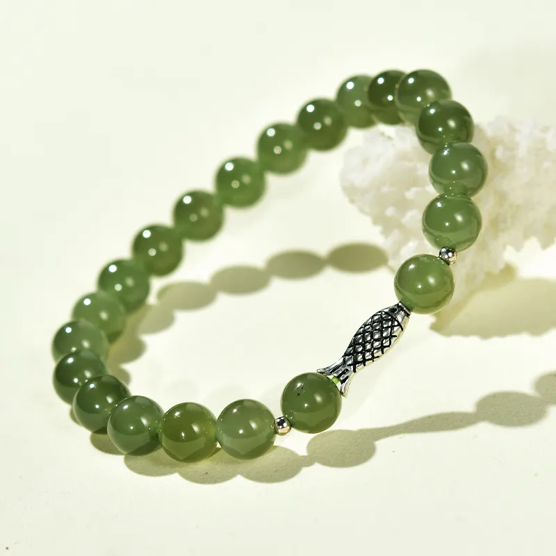 Tokai Family Hetian Jade Bracelets Pale Greenish White Jade Unisex-11