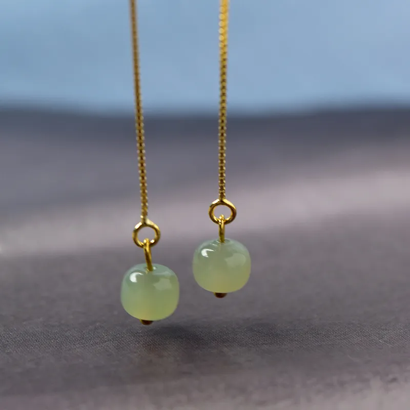Tokai Family Earrings Pale Greenish White Jade Unisex-1