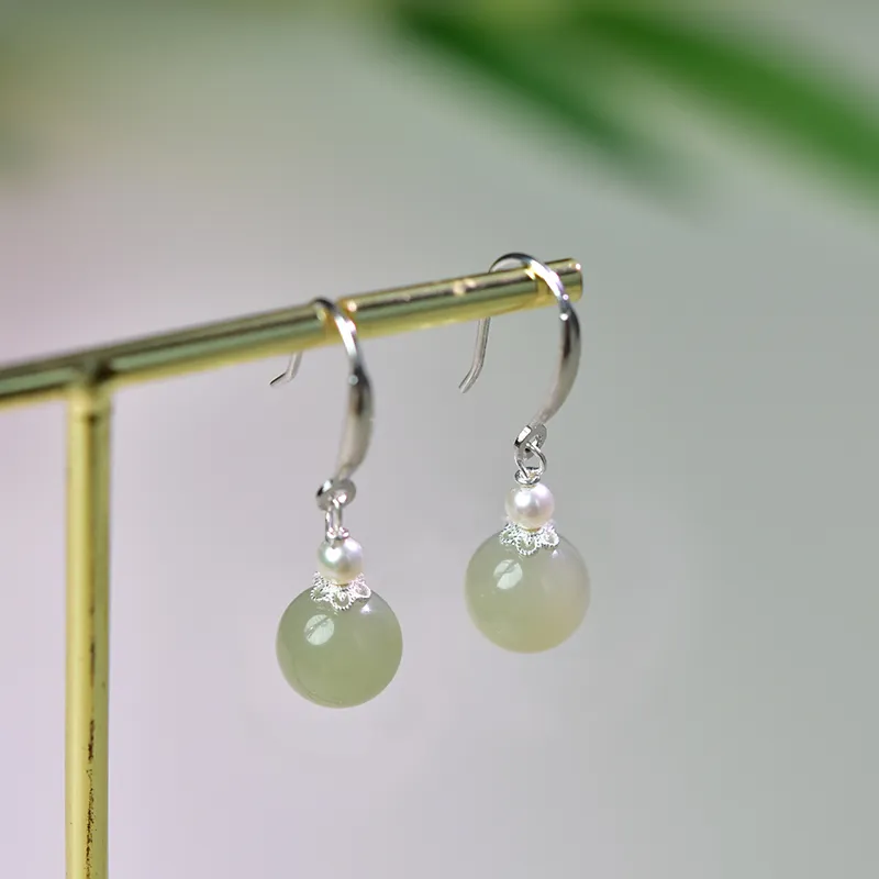 Tokai Family Hetian Jade Earrings Green Jade Women's-4