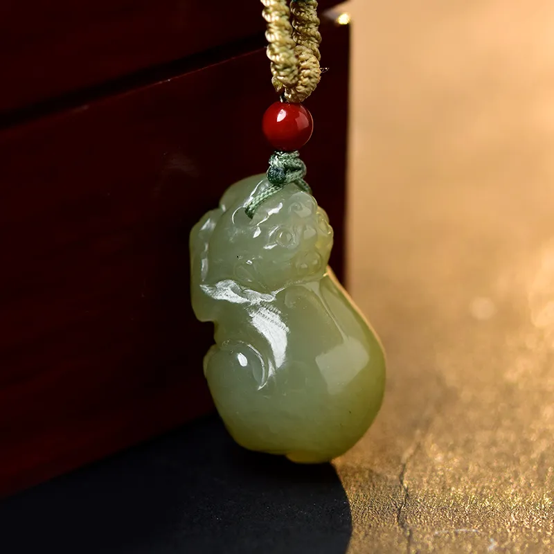 Tokai Family Hetian Jade Necklaces Pale Greenish White Jade Unisex-1
