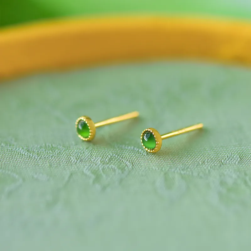 Tokai Family Ice Type Jadeite Stud Earrings Women's-4