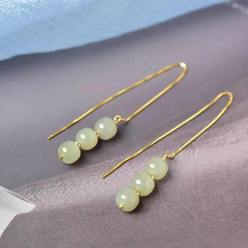 Tokai Family Earrings Pale Greenish White Jade Unisex-16