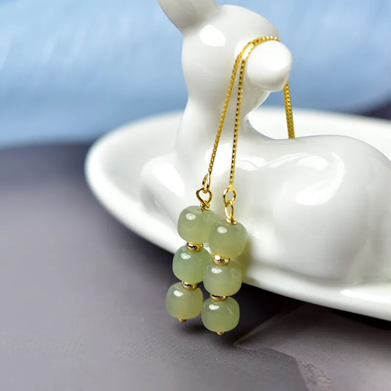 Tokai Family Earrings Pale Greenish White Jade Unisex-6