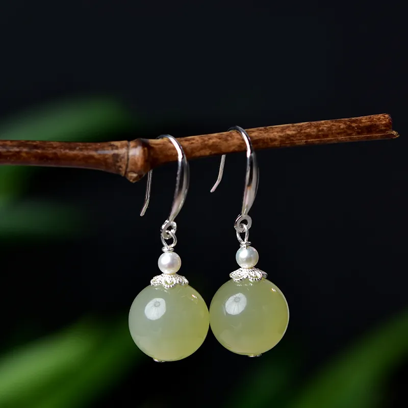 Tokai Family Hetian Jade Earrings Green Jade Women's-11
