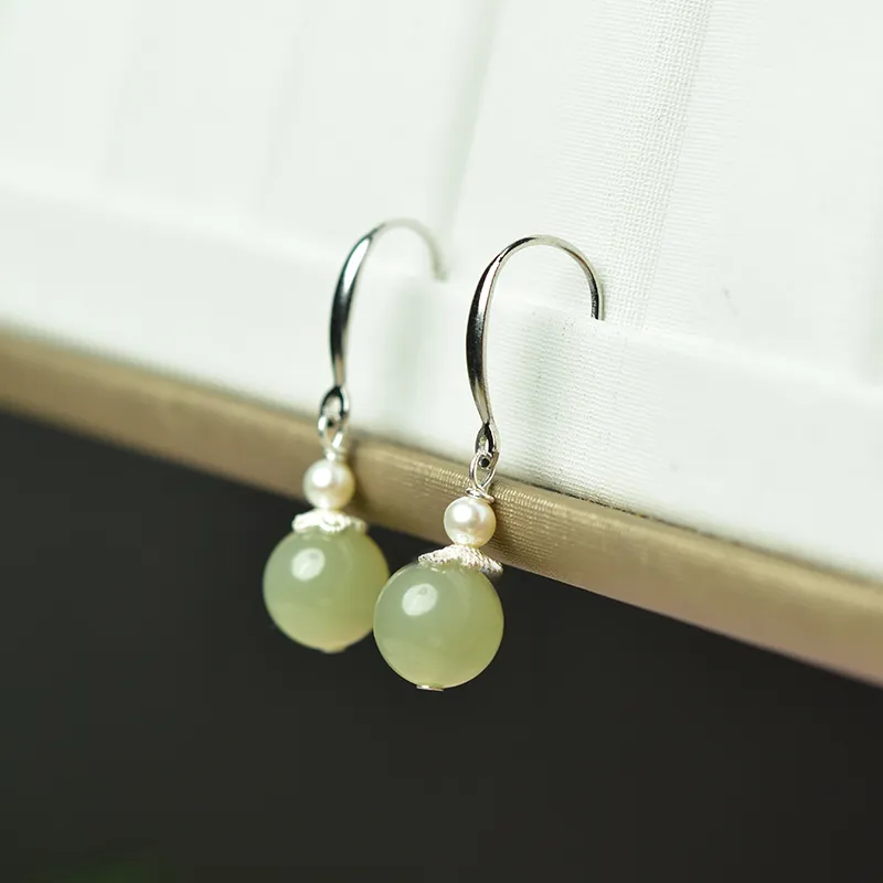 Tokai Family Hetian Jade Earrings Green Jade Women's-3