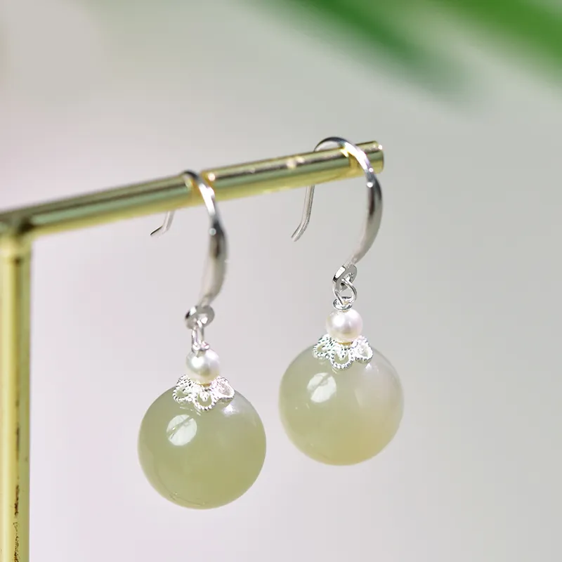 Tokai Family Hetian Jade Earrings Green Jade Women's-13