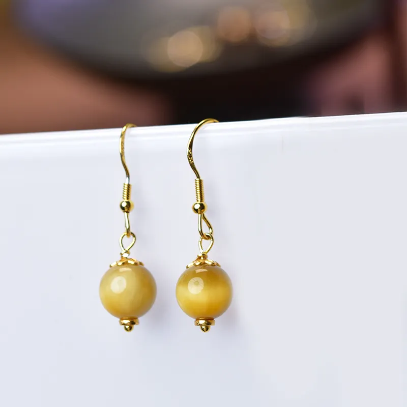 Tokai Family Tiger's Eye Stone Hoop Earrings Women's-4