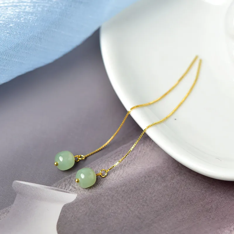 Tokai Family Earrings Pale Greenish White Jade Unisex-12