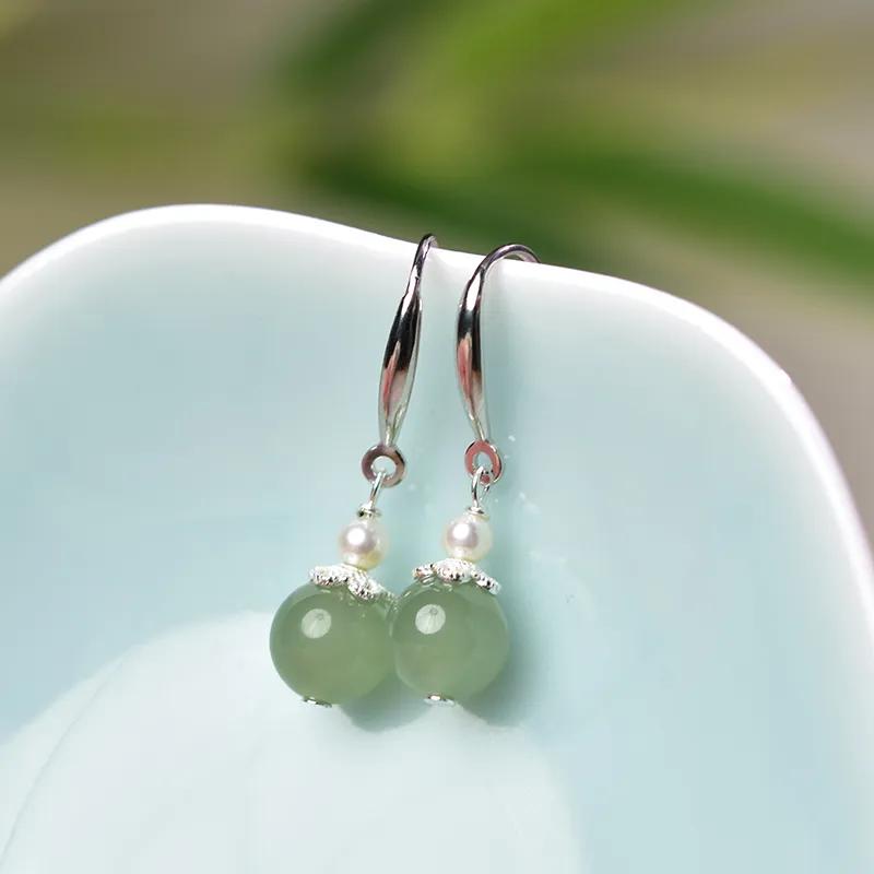 Tokai Family Hetian Jade Earrings Green Jade Women's-1