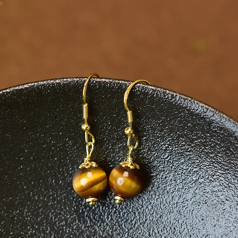 Tokai Family Tiger's Eye Stone Hoop Earrings Women's-12
