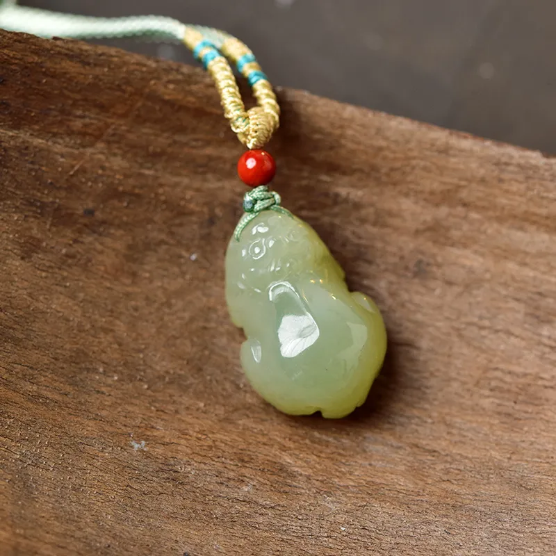 Tokai Family Hetian Jade Necklaces Pale Greenish White Jade Unisex-3