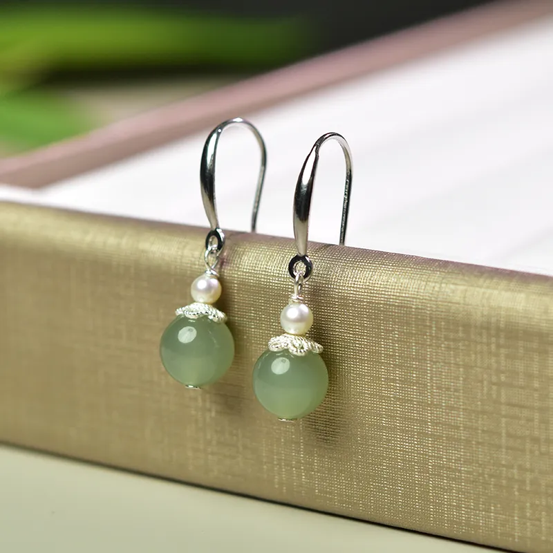 Tokai Family Hetian Jade Earrings Green Jade Women's-2
