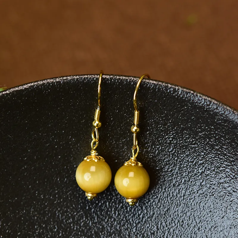Tokai Family Tiger's Eye Stone Hoop Earrings Women's-3