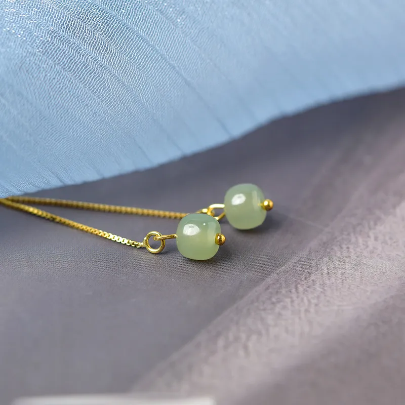 Tokai Family Earrings Pale Greenish White Jade Unisex-3