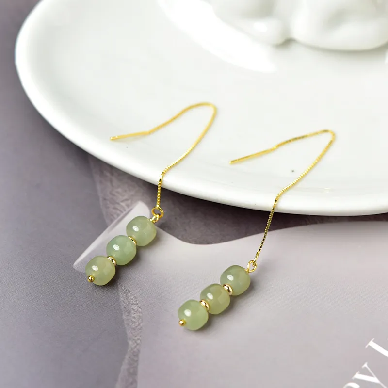 Tokai Family Earrings Pale Greenish White Jade Unisex-7