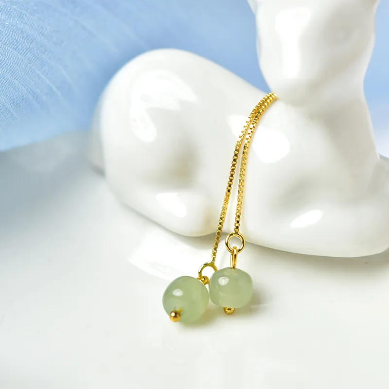Tokai Family Earrings Pale Greenish White Jade Unisex-4