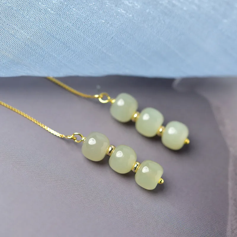 Tokai Family Earrings Pale Greenish White Jade Unisex-17