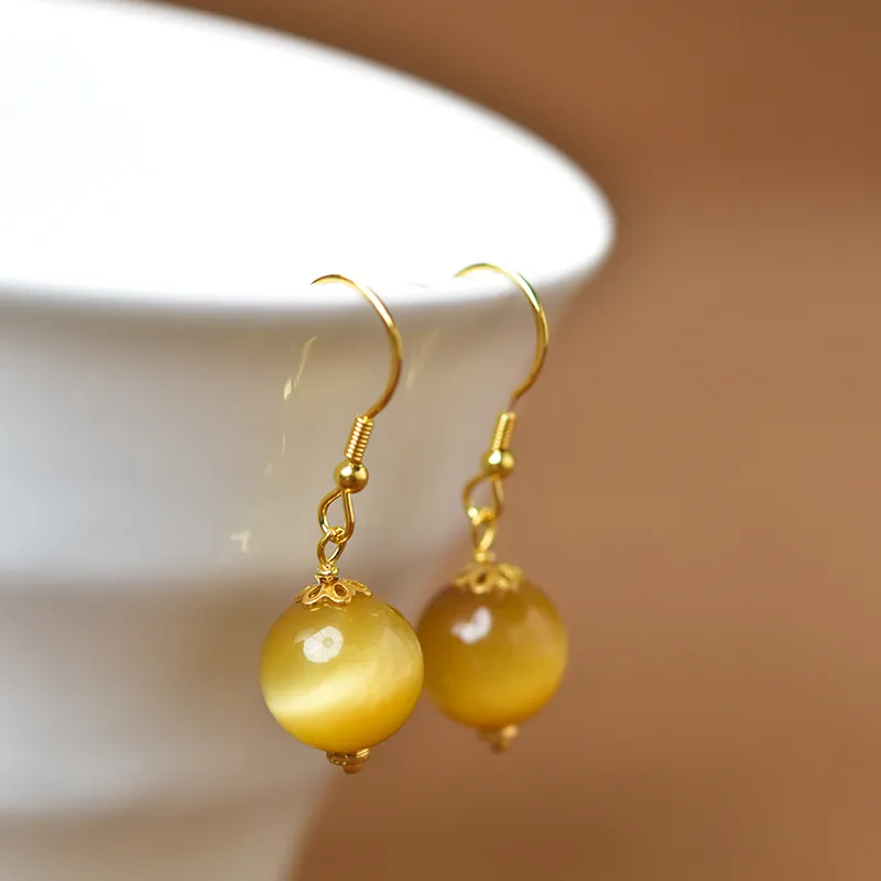 Tokai Family Tiger's Eye Stone Hoop Earrings Women's-2