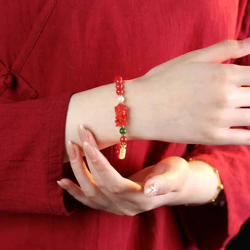 Tokai Family Reconstructed Cinnabar Jade Bracelets Unisex-6