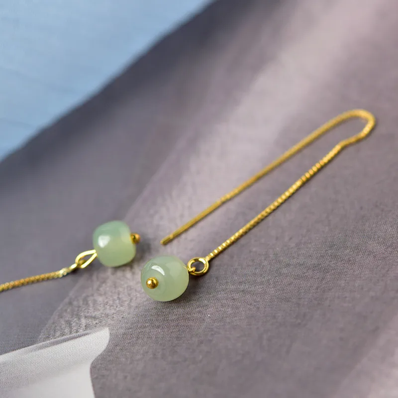 Tokai Family Earrings Pale Greenish White Jade Unisex-2