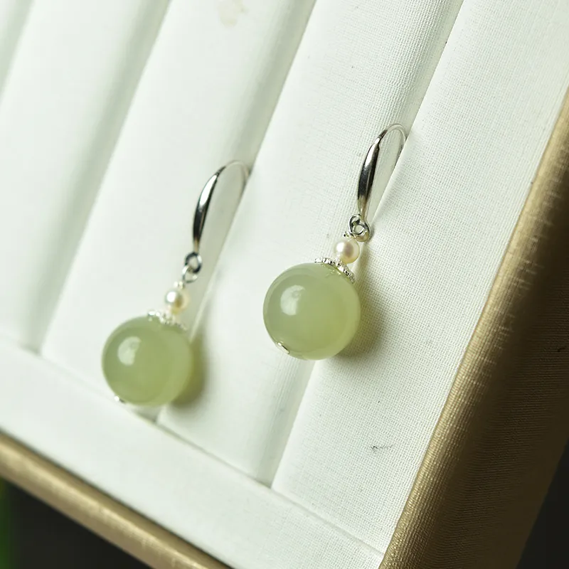 Tokai Family Hetian Jade Earrings Green Jade Women's-8