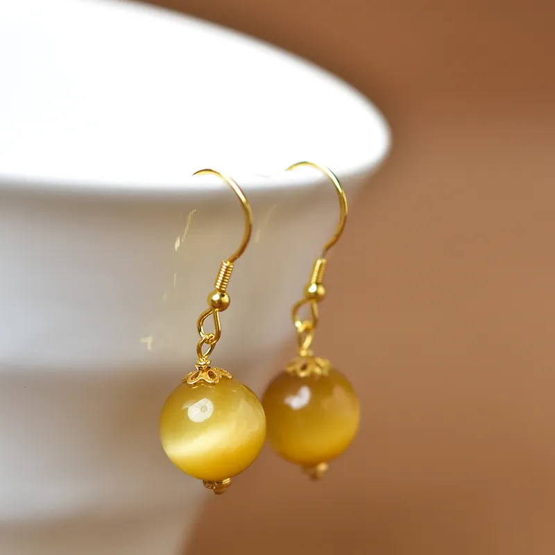 Tokai Family Tiger's Eye Stone Hoop Earrings Women's-8