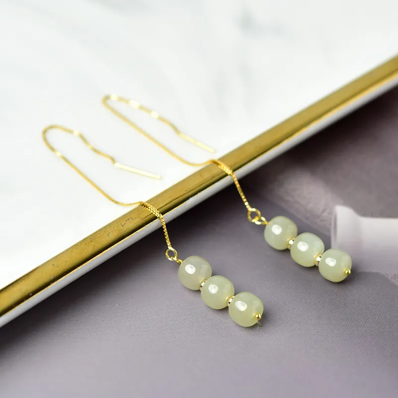 Tokai Family Earrings Pale Greenish White Jade Unisex-18