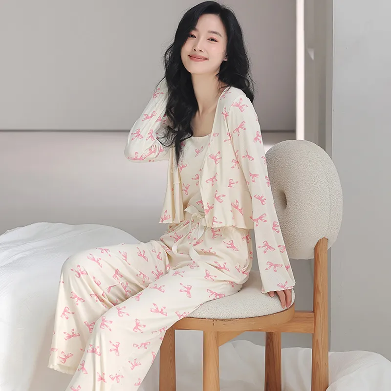 Lanza Pajama Set Women's Pink Butterfly-1