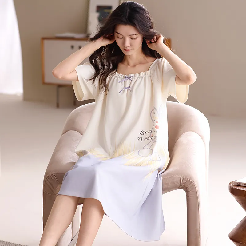 Lanza Nightgown Women's Purple Rabbit-3