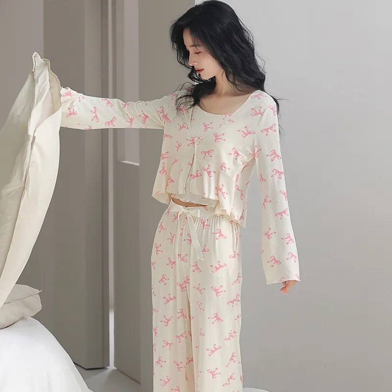 Lanza Pajama Set Women's Pink Butterfly-4
