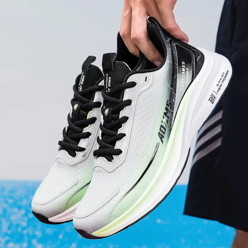 CANUVEN Running Shoes Men Low Top White Blue/Black Gray Green-7
