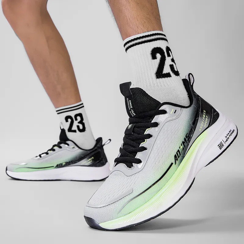 CANUVEN Running Shoes Men Low Top White Blue/Black Gray Green-9