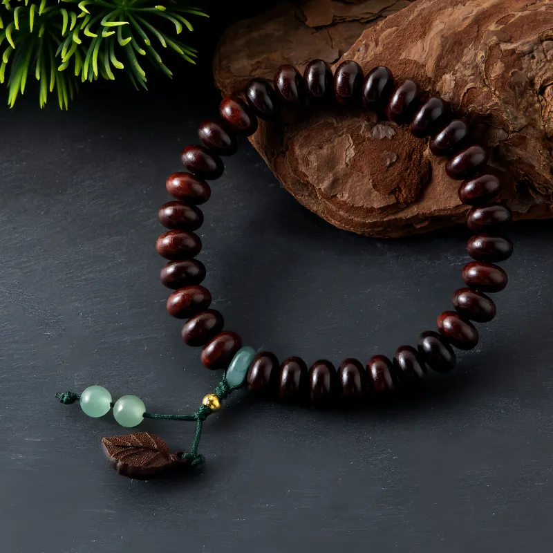 CHIKUANG Small Leaf Red Sandalwood Bracelets Unisex-3