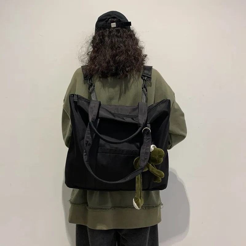 Deli Bear Nylon Portable Computer Backpack Shoulder Bag Regular Unisex Black/Khaki/Blue-5
