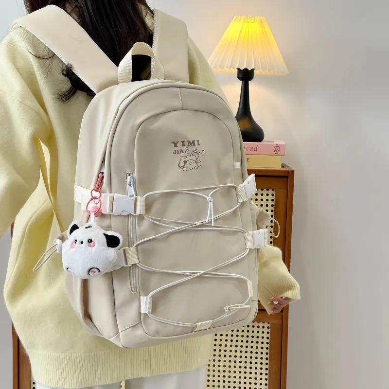 Deli Bear Nylon Backpack Unisex Pink/Blue/Black/Purple/Ecru-19