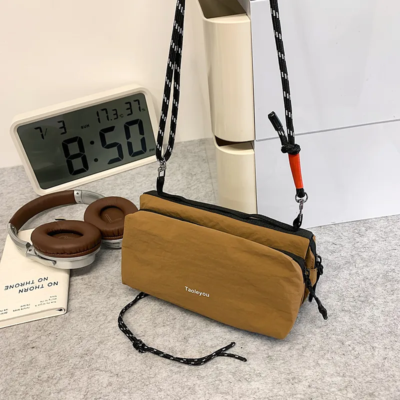 OUZIHUANG Nylon Shoulder Bag, Crossbody Bag Regular Unisex Black/Green/Brown-7
