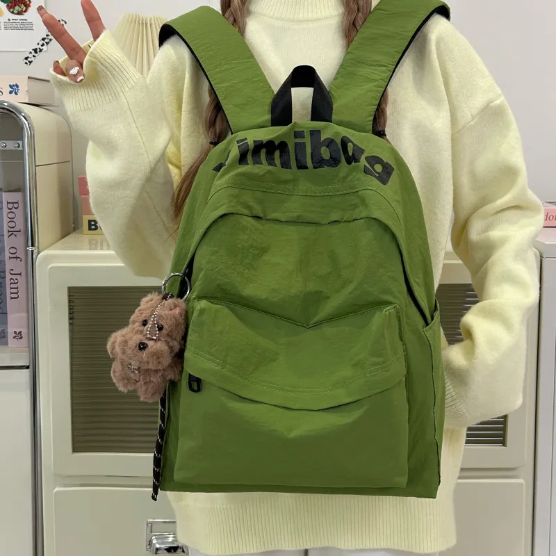 Deli Bear Nylon Backpack Regular Unisex White/Orange/Black/Purple/Green-17