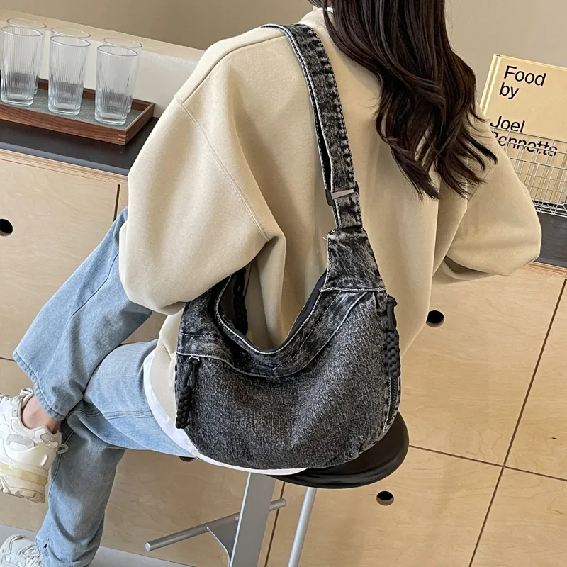OUZIHUANG Denim Shoulder Bag, Crossbody Bag Women's Multicolor-25