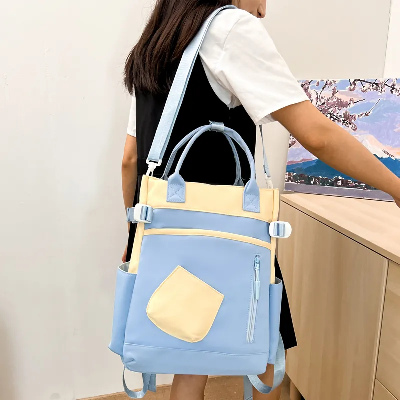 Deli Bear Canvas Backpack Unisex Green/Blue/Orange/Khaki/Black/Purple-9