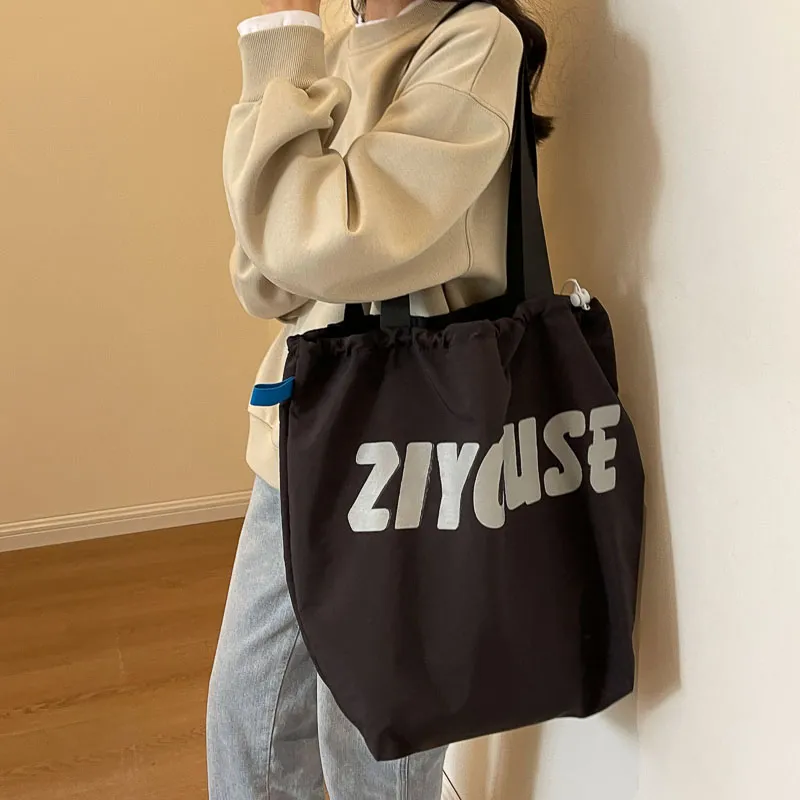 OUZIHUANG Canvas Bucket Bag Handbag Shoulder Bag Regular Women's Yellow/Ecru/Black/Khaki-20