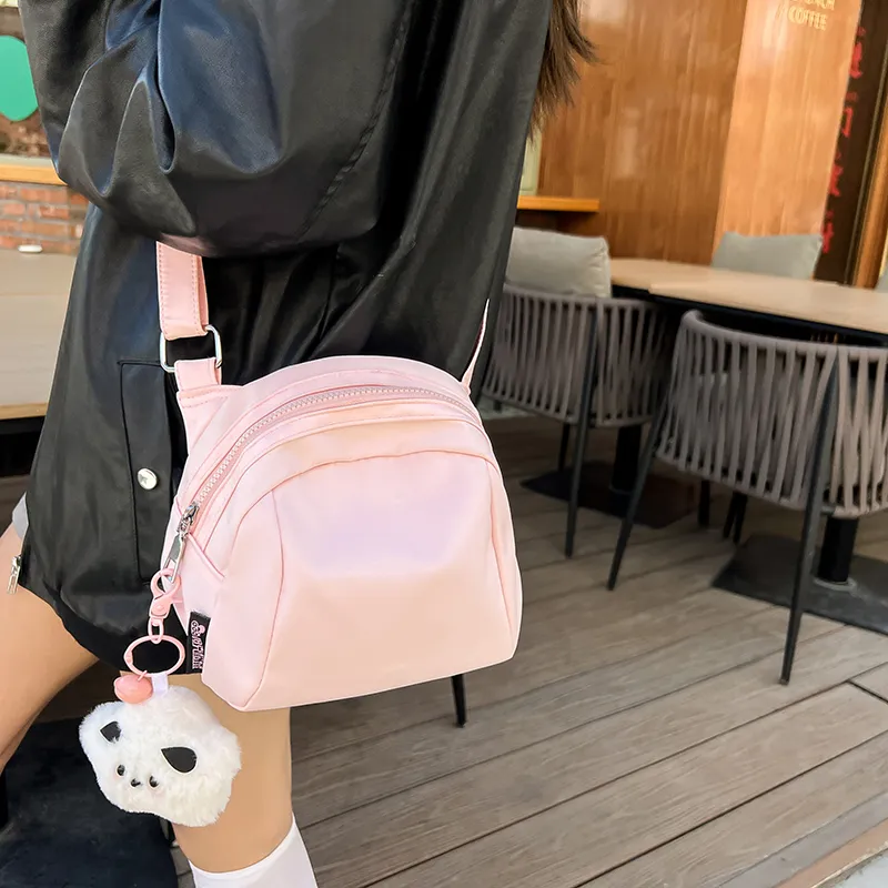 Deli Bear Nylon Shoulder Bag Unisex Black/Pink/White/Green-8