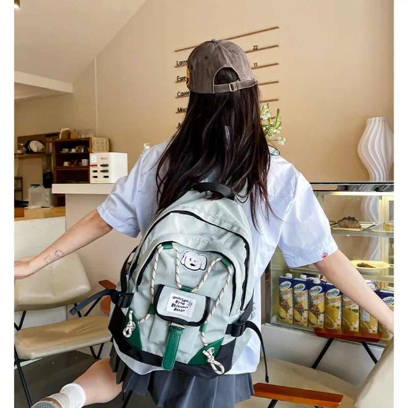 Tong Tong Rabbit Nylon Backpack Unisex Green-1